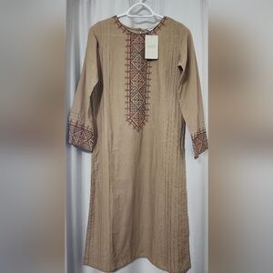 Chinyere Beige Embroidered Women’s Kurta - Classic Ethnic Wear (Eid)